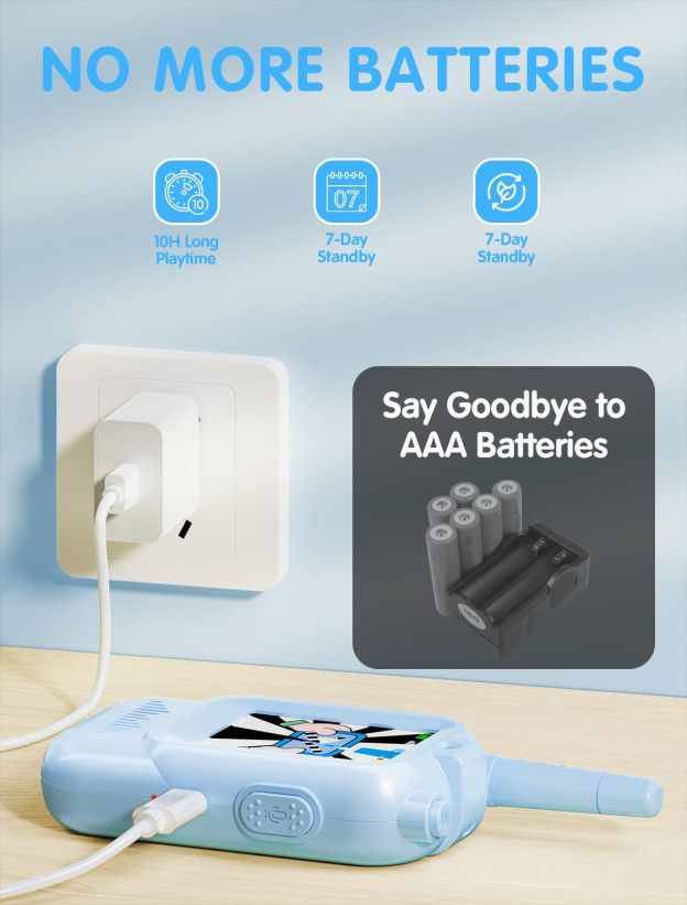 Walkie Talkie for Kids with Video: 2 Pack Rechargeable Toddler Toys with HD Camera & Voice Changer, Long Range Gift Toys for Boy & Girl Age 3-8 for Outdoor Play, Camping (Pink-Blue)