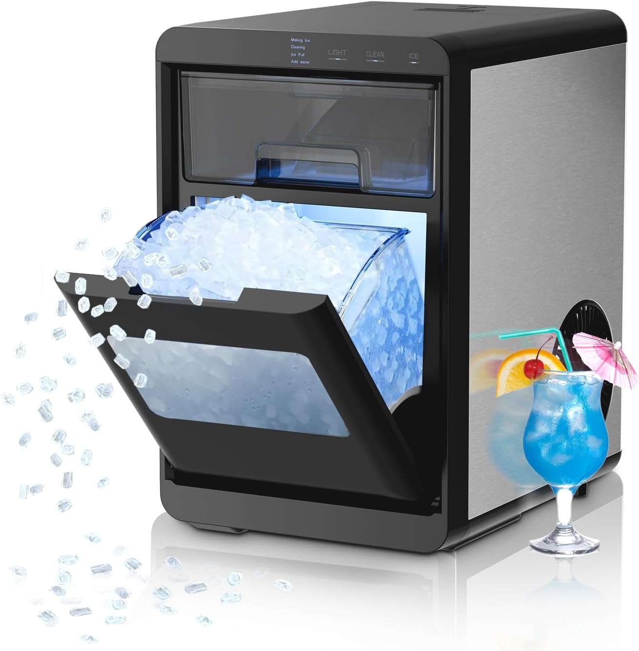 Countertop Ice Maker Machine, 8 Ice Cubes in 6 mins, 26lb/Day Ice with 2 Sizes- Portable Mini, Energy Saving & Basket/Scoop for Home/Party/Travel/Camping/Bar,Black