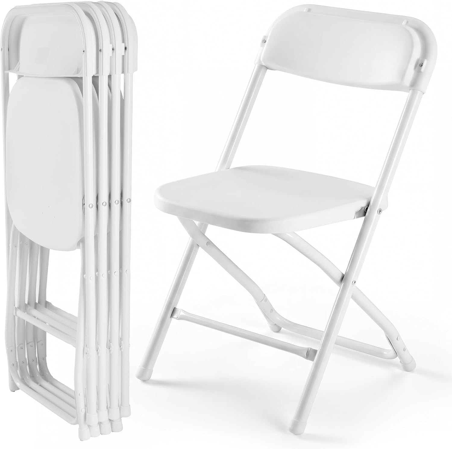 DUMOS Folding Chairs Sets of 8, 330lbs Plastic Stackable Portable Patio Dining Sets, Fold Up for Indoor Outdoor, Camping, Garden, Party, Meeting (White)