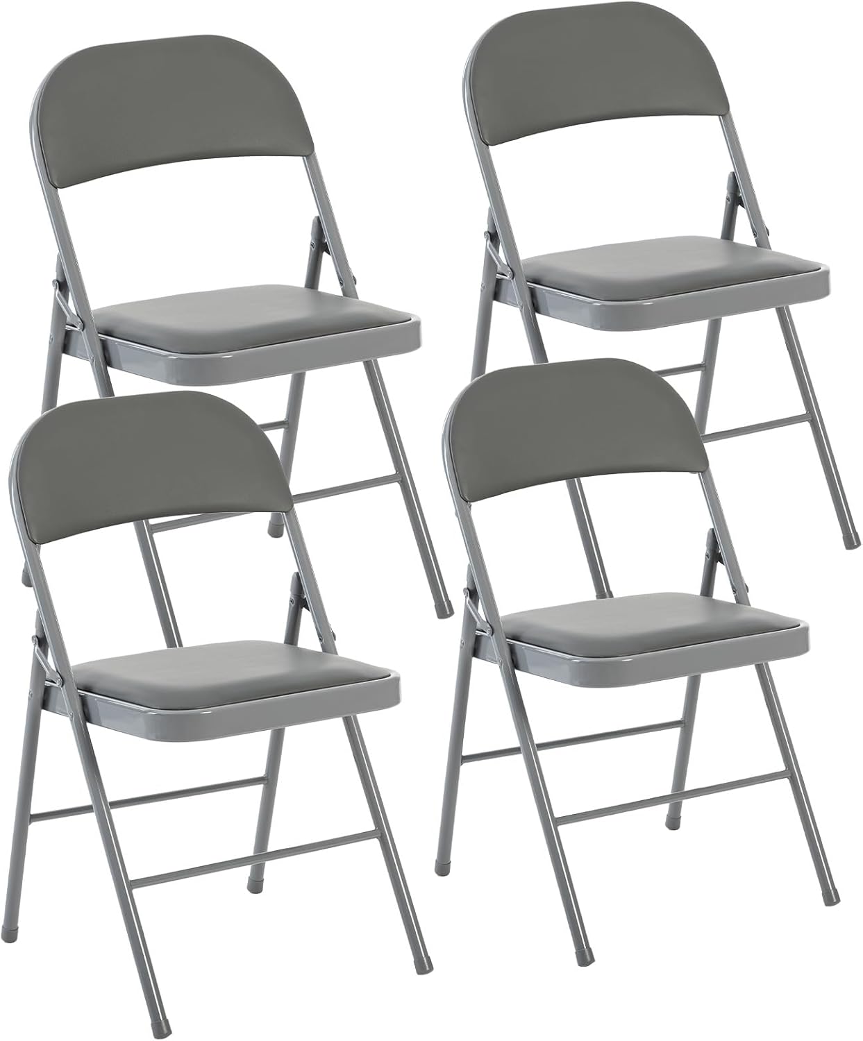 DUMOS Folding Chairs Sets of 8, 330lbs Plastic Stackable Portable Patio Dining Sets, Fold Up for Indoor Outdoor, Camping, Garden, Party, Meeting (White)