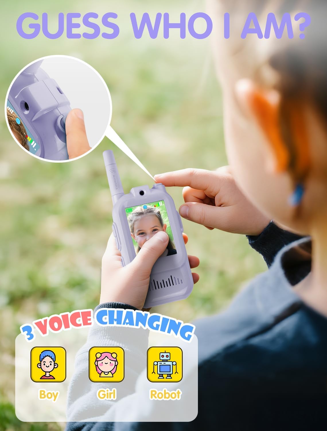 Walkie Talkie for Kids with Video: 2 Pack Rechargeable Toddler Toys with HD Camera & Voice Changer, Long Range Gift Toys for Boy & Girl Age 3-8 for Outdoor Play, Camping (Pink-Blue)