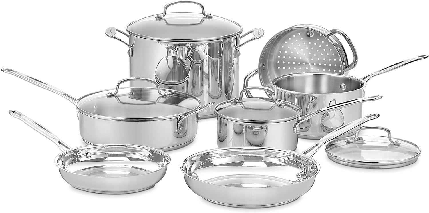 Premium 11-Piece Stainless Steel Cookware Set - Professional Induction-Safe Pots and Pans