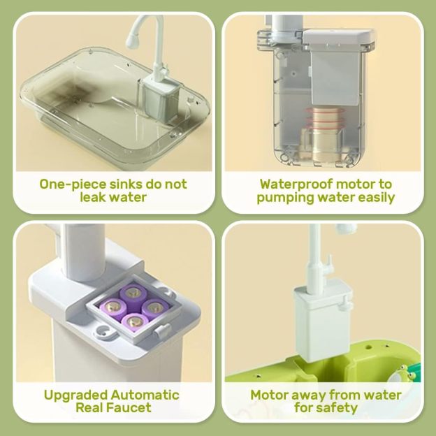  ⏰ LAST DAY 60% OFF 💥 Play Sink with Running Water, Kitchen Sink Toys with Upgraded Electric Faucet, Play Kitchen Toy Accessories, Pool Floating Fishing Toys for Water Play, Kids Role Play Dishwasher Toy