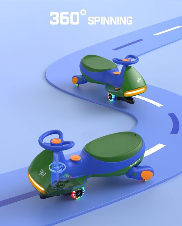  N7 Classic Electric Wiggle Car with Pedal, Rechargeable Battery, Ride on Toys, Swing Car, 2 Speeds, Anti-Rollover, Flashing Light Wheels, Bluetooth, for Ages 3 and Up, 150 Lbs, Pink