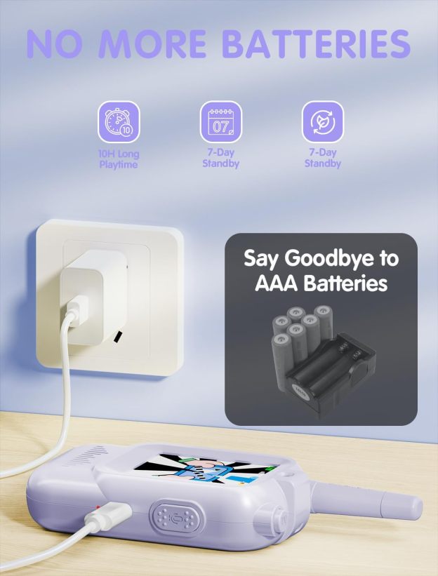 Walkie Talkie for Kids with Video: 2 Pack Rechargeable Toddler Toys with HD Camera & Voice Changer, Long Range Gift Toys for Boy & Girl Age 3-8 for Outdoor Play, Camping (Pink-Blue)