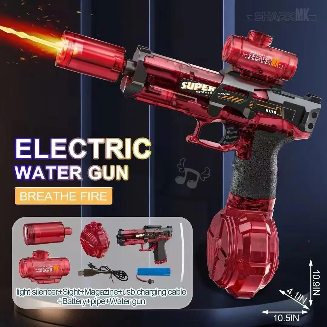 Ultimate Battle Electric Water Gun – Automatic, Glowing Muzzle, 320ml, 32ft Range – Outdoor Toy for Adults & Kids