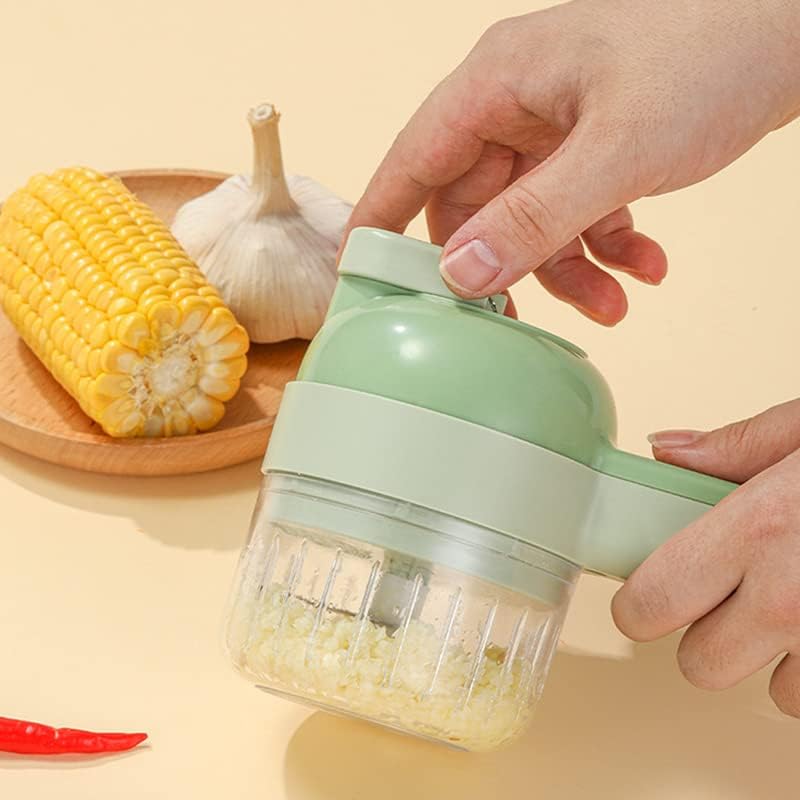 [Limited-Time Offer] Electric Vegetable Cutter, 4 in 1 Handheld Vegetable Chopper, Mini Wireless Food Processor, Vegetable Slicer Garlic Cutter for Garlic Pepper Chili Onion Celery Ginger Meat(Type 1)