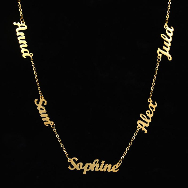 AS025 For Mother's Day Multiple Names Custom Cut Necklace Personalized Gift Stainless Steel Letter Necklace  Anniversary Valentine's Day