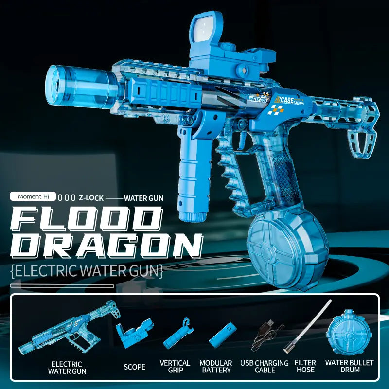 Ultimate Battle Electric Water Gun – Automatic, Glowing Muzzle, 320ml, 32ft Range – Outdoor Toy for Adults & Kids