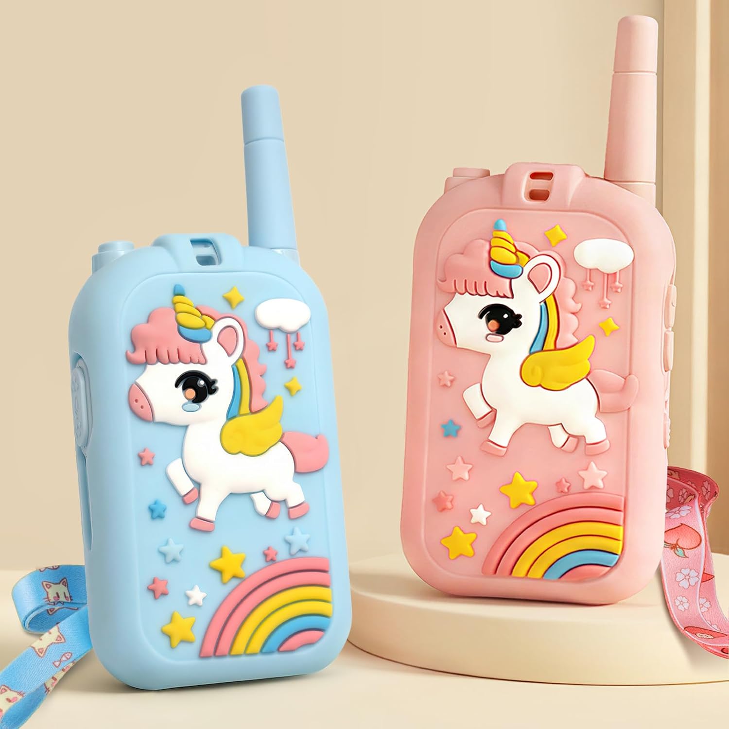 Walkie Talkie for Kids with Video: 2 Pack Rechargeable Toddler Toys with HD Camera & Voice Changer, Long Range Gift Toys for Boy & Girl Age 3-8 for Outdoor Play, Camping (Pink-Blue)