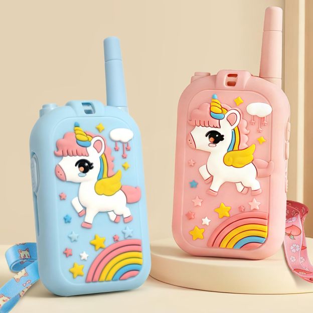 Walkie Talkie for Kids with Video: 2 Pack Rechargeable Toddler Toys with HD Camera & Voice Changer, Long Range Gift Toys for Boy & Girl Age 3-8 for Outdoor Play, Camping (Pink-Blue)