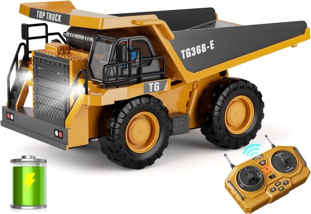 ⏰ LAST DAY 70% OFF Remote Control Excavator Construction Toys for Boys, 2×1200mAh RC Construction Truck with Metal Shovel & Light, 11CH Excavator Toys for Boys 3-5 4-7 8-12 Year Old Kids Christmas Birthday Gift,120+Mins