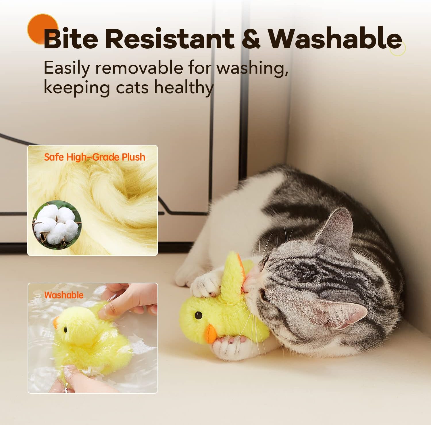 Cat Toys Rechargeable Flapping Bird Sparrow, Lifelike Chirp Tweet, Touch Activated Kitten Toy Interactive Cat Exercise Toys for All Breeds Cat Kicker Catnip Toys 4.0 Inches
