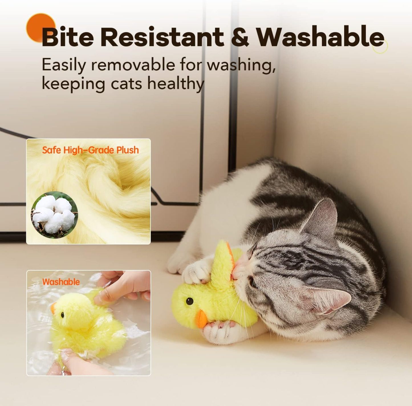 Cat Toys Rechargeable Flapping Bird Sparrow, Lifelike Chirp Tweet, Touch Activated Kitten Toy Interactive Cat Exercise Toys for All Breeds Cat Kicker Catnip Toys 4.0 Inches