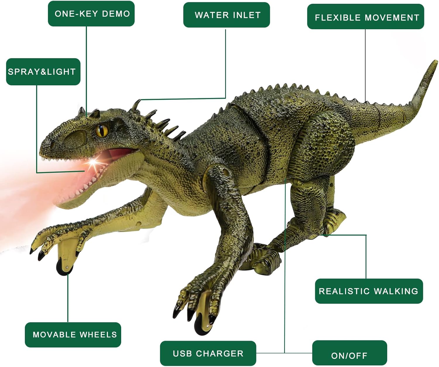 ⏰ LAST DAY 60% OFF 💥 Remote Control Dinosaur Jurassic T Rex Toys for Boys Electronic RC Spray Raptor Walking Roaring Tyrannosaurus Rex Realistic 18.1" Rechargeable Birthday Gift for Kids Girls 3 4 5 6 7