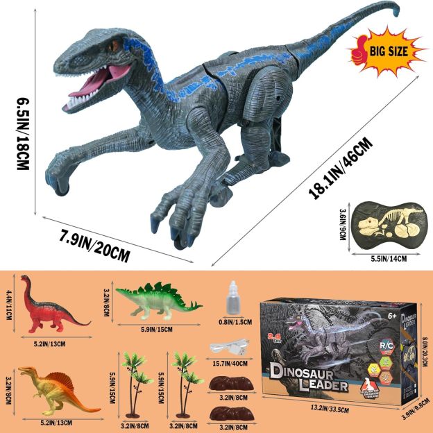 ⏰ LAST DAY 60% OFF 💥 Remote Control Dinosaur Jurassic T Rex Toys for Boys Electronic RC Spray Raptor Walking Roaring Tyrannosaurus Rex Realistic 18.1" Rechargeable Birthday Gift for Kids Girls 3 4 5 6 7