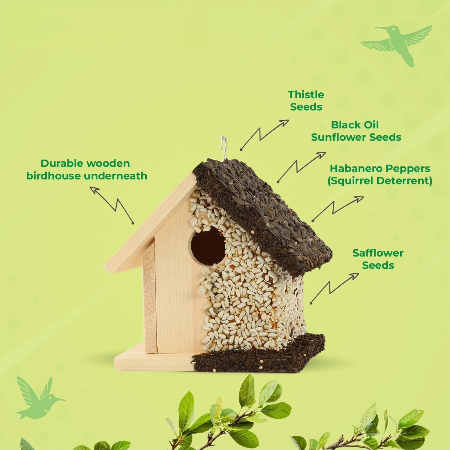 2-in-1 Edible Birdhouse & Wild Bird Feeder | Squirrel-Resistant 🐦🏠