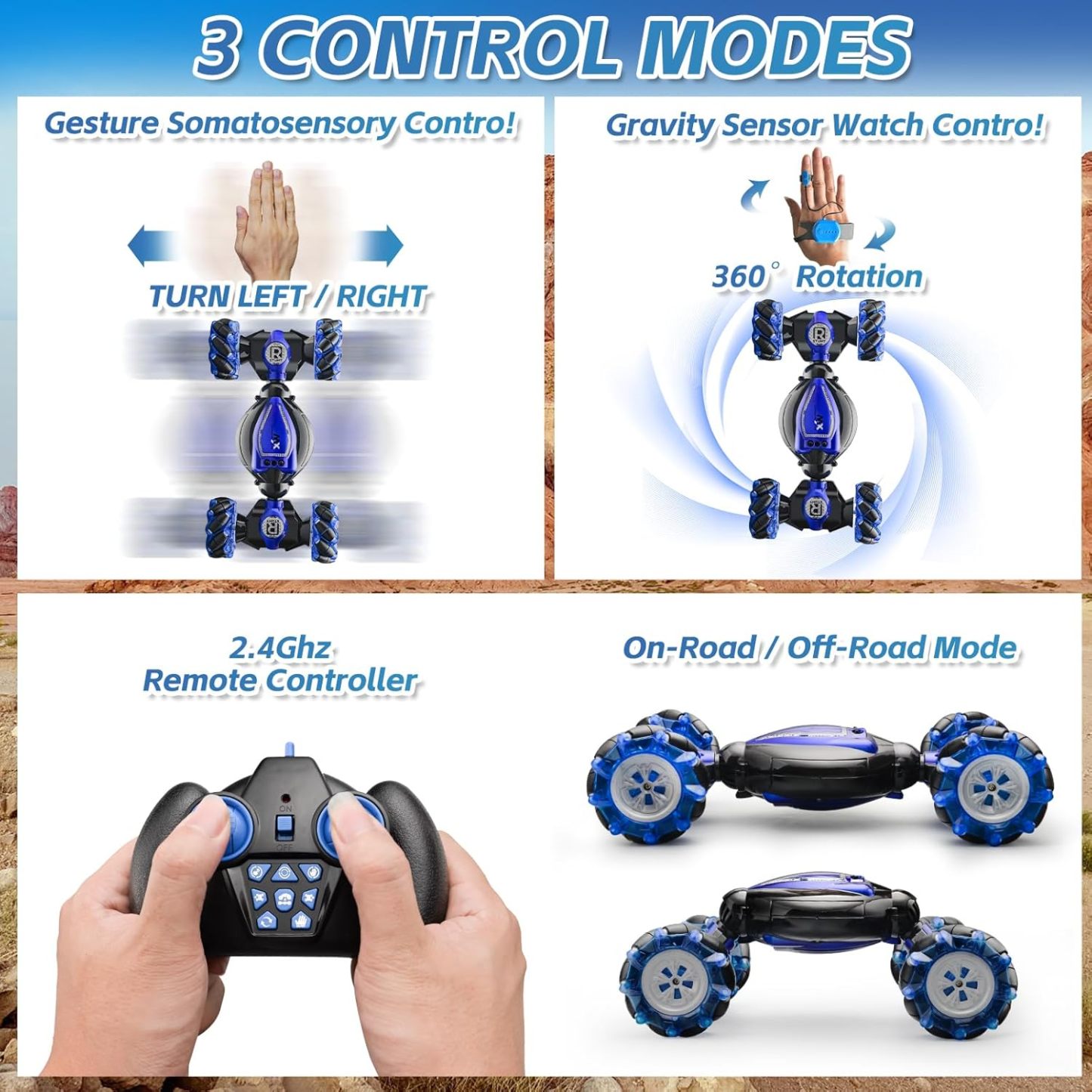 Remote Control Car for Boys 8-12, Fast RC Car with 360° Rotations & Drifting, All-Terrain 4WD Off-Road remote car, Indoor & Outdoor, Best Gift for Boys & Girls (Birthday, Christmas, Holidays)