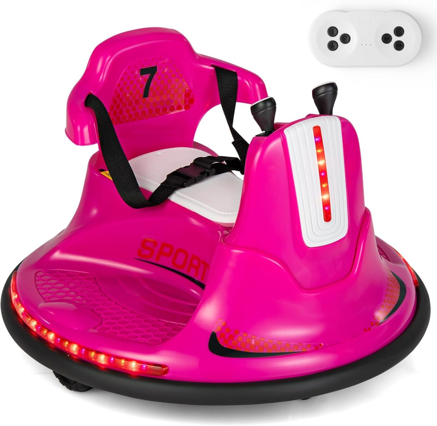 ⏰ LAST DAY 80% OFF 💥  12V Kids Ride On Bumper Car, Electric Bumper Car w/Dual Joysticks, Remote Control, 360° Spin, Slow Start Function, LED Lights & Fun Music, Adjustable Safety Belt, Soft Bumper (Pink)