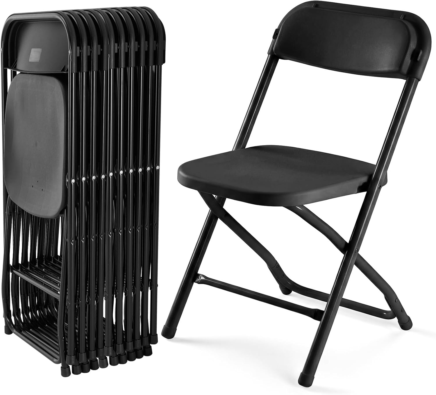 DUMOS Folding Chairs Sets of 8, 330lbs Plastic Stackable Portable Patio Dining Sets, Fold Up for Indoor Outdoor, Camping, Garden, Party, Meeting (White)