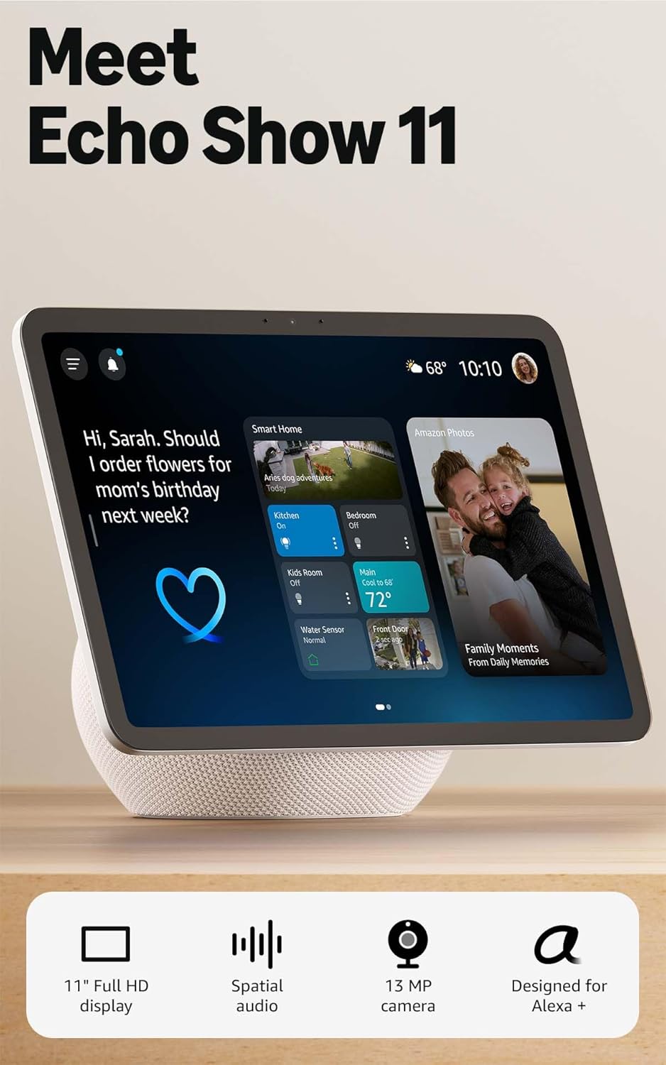  Echo Show 8 (newest model), Vibrant HD 8.7" display with spatial audio, Designed for Alexa+, Graphite