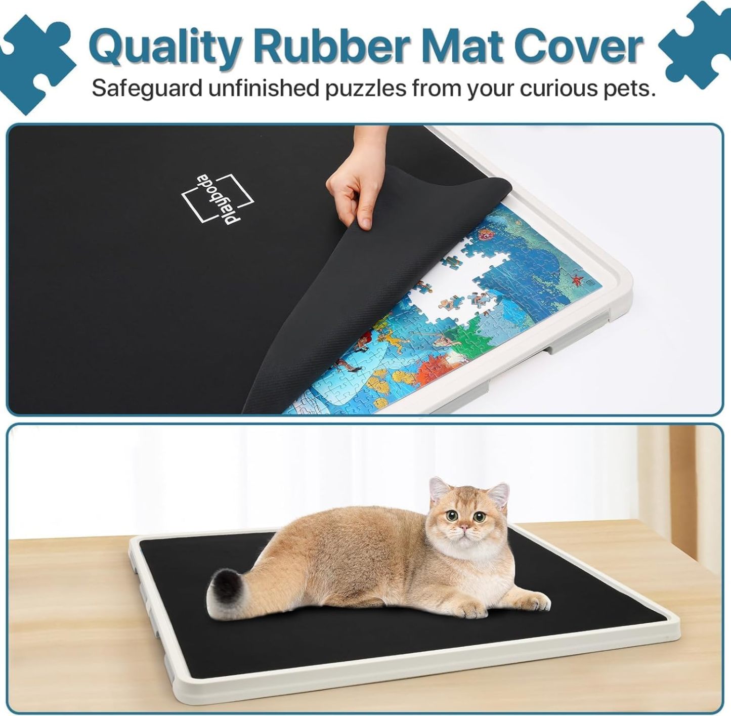 ⏰ LAST DAY 60% OFF 1500 Pieces Rotating Plastic Puzzle Board with Drawers and Cover, 35"x27" Portable Spinning Jigsaw Puzzle Table for Adults, Upgraded Lazy Susan, Ideal Gift for Mum