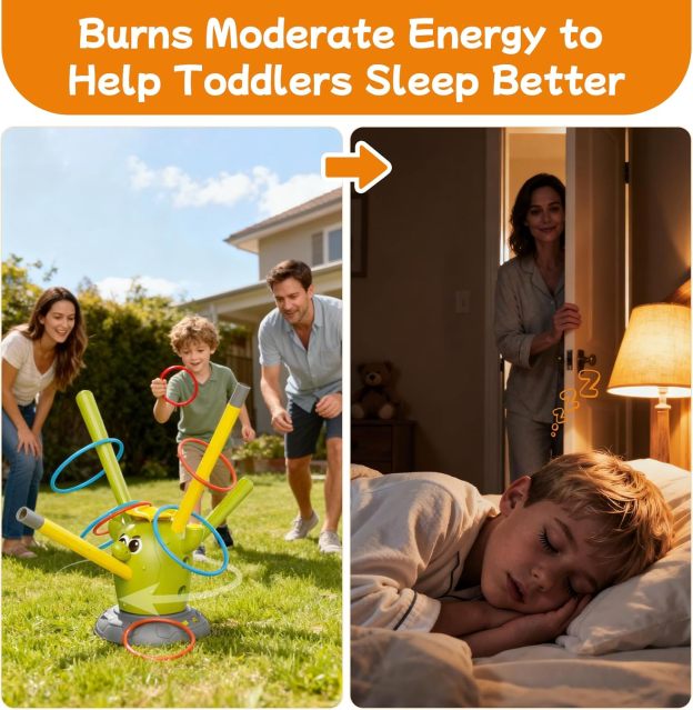 Cactus 4-in-1 Musical Jumping Toys Set with Ring Toss, Stomping Rocket Launcher and Baseball Game, Fun Indoor and Outdoor Toys for Active Play Sports Toy for Kids Ages 3 4 5 6 7 8+ Boys & Girls.