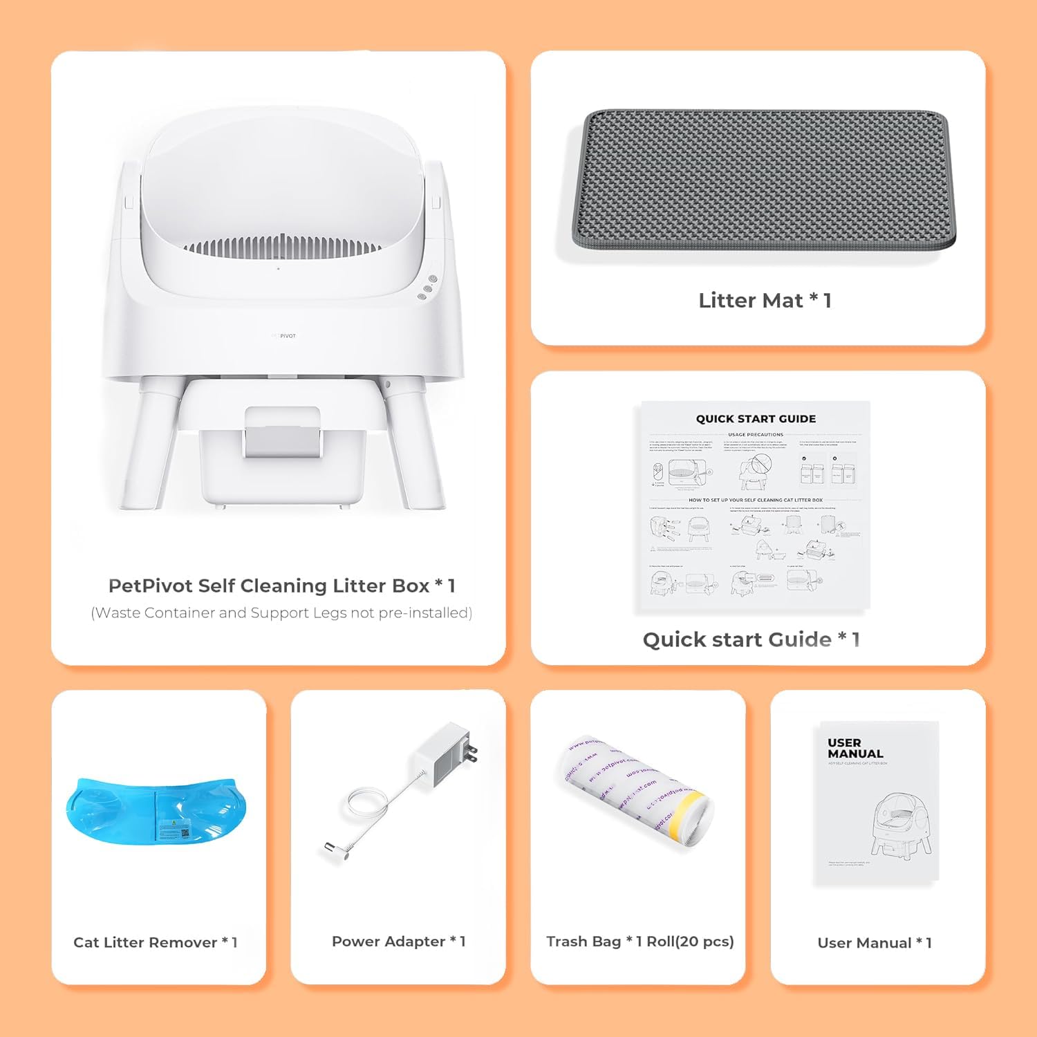 ⏰ LAST DAY 85% OFF   Autoscooper 11 Open-Top Self Cleaning Cat Litter Box, Automatic Cat Litter Box for Multiple Cats with Trash Bags and Litter Mat Included