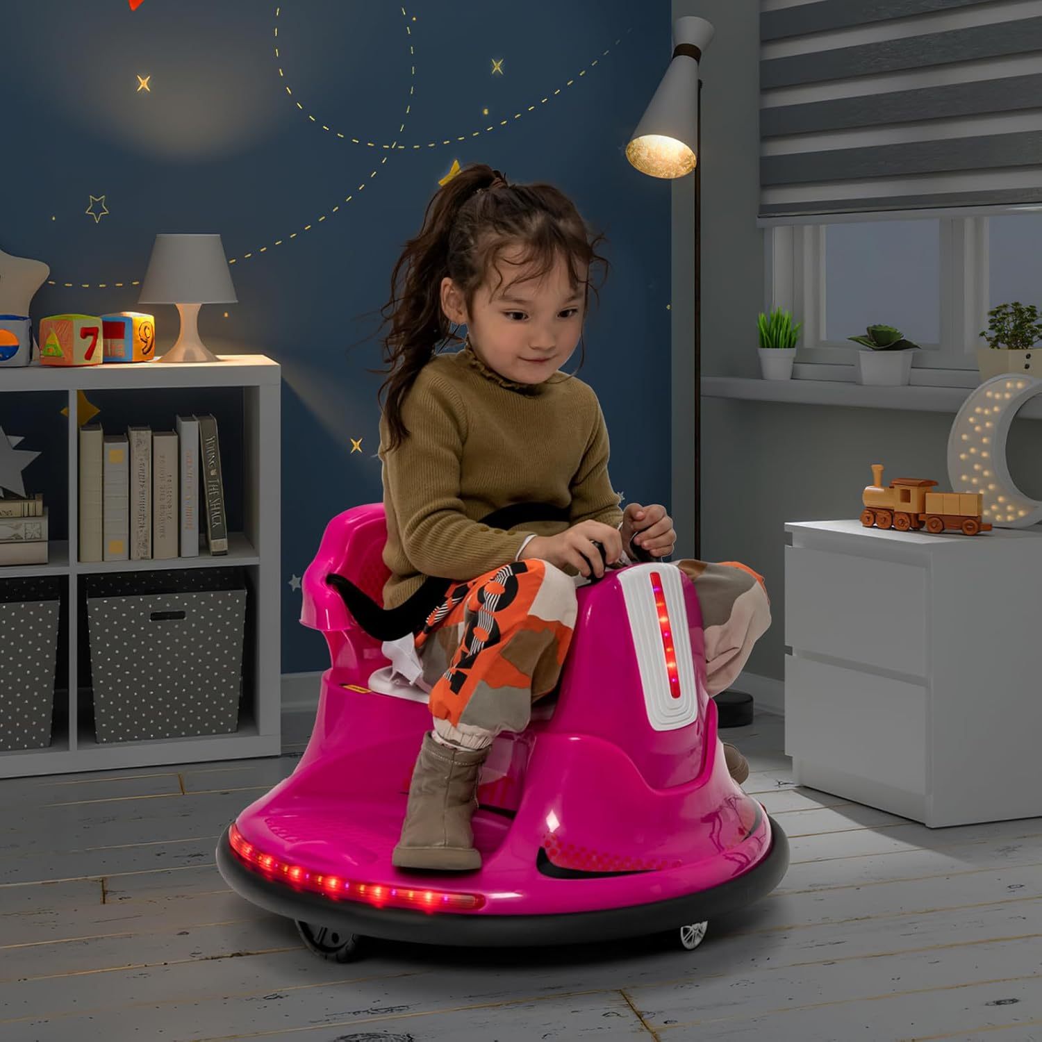 ⏰ LAST DAY 80% OFF 💥  12V Kids Ride On Bumper Car, Electric Bumper Car w/Dual Joysticks, Remote Control, 360° Spin, Slow Start Function, LED Lights & Fun Music, Adjustable Safety Belt, Soft Bumper (Pink)