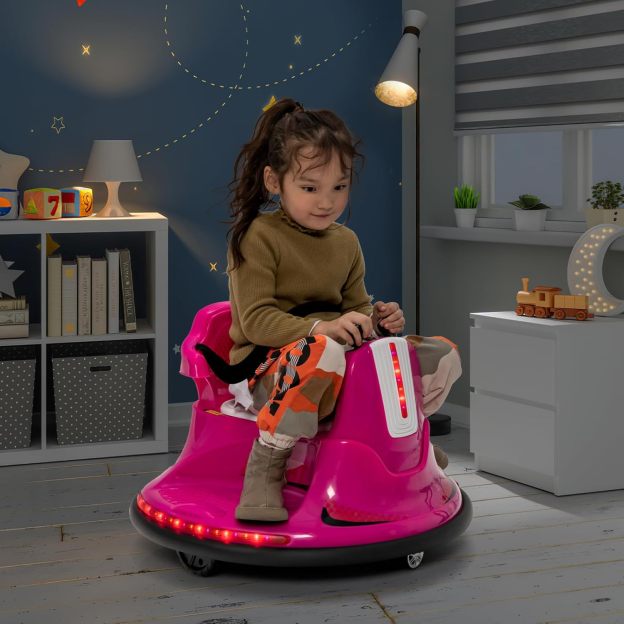 ⏰ LAST DAY 80% OFF 💥  12V Kids Ride On Bumper Car, Electric Bumper Car w/Dual Joysticks, Remote Control, 360° Spin, Slow Start Function, LED Lights & Fun Music, Adjustable Safety Belt, Soft Bumper (Pink)