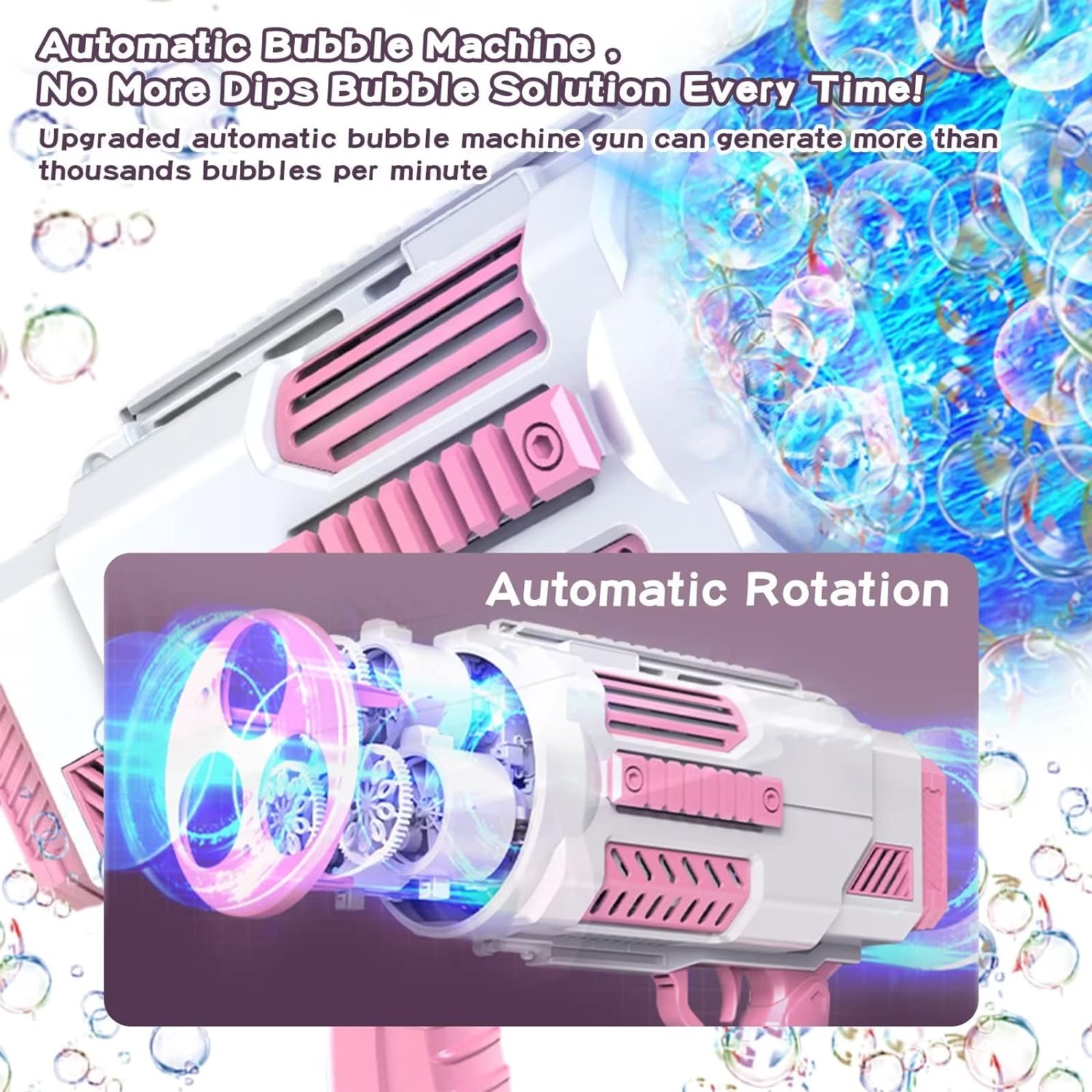 Bubble Gun, 69 Holes Bubble Machine Bubbles Kids Toys 