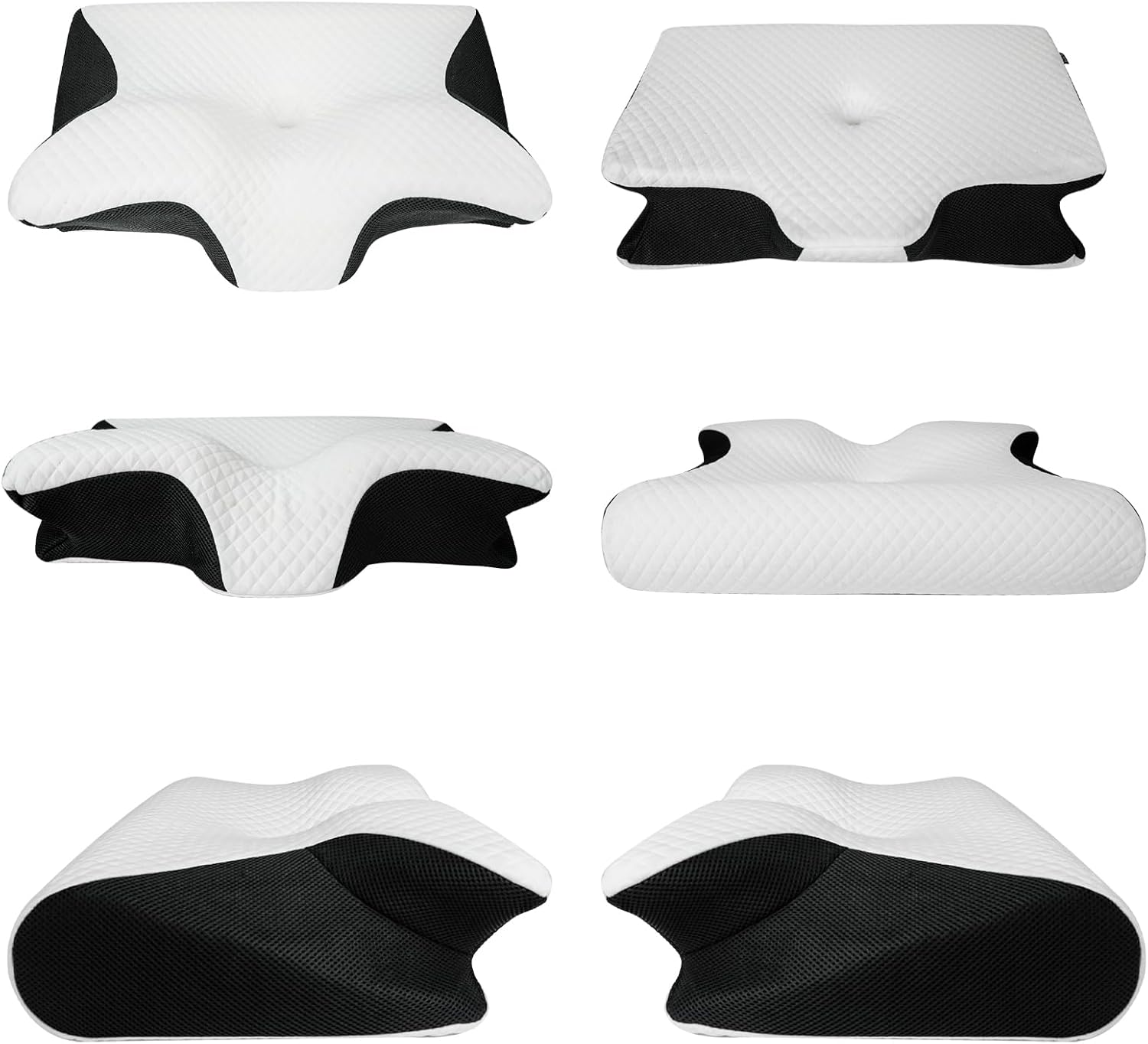  Memory Foam Cervical Pillow, 2 in 1 Ergonomic Contour Orthopedic Pillow for Neck Pain, Contoured Support Pillows for Side Back Stomach Sleepers