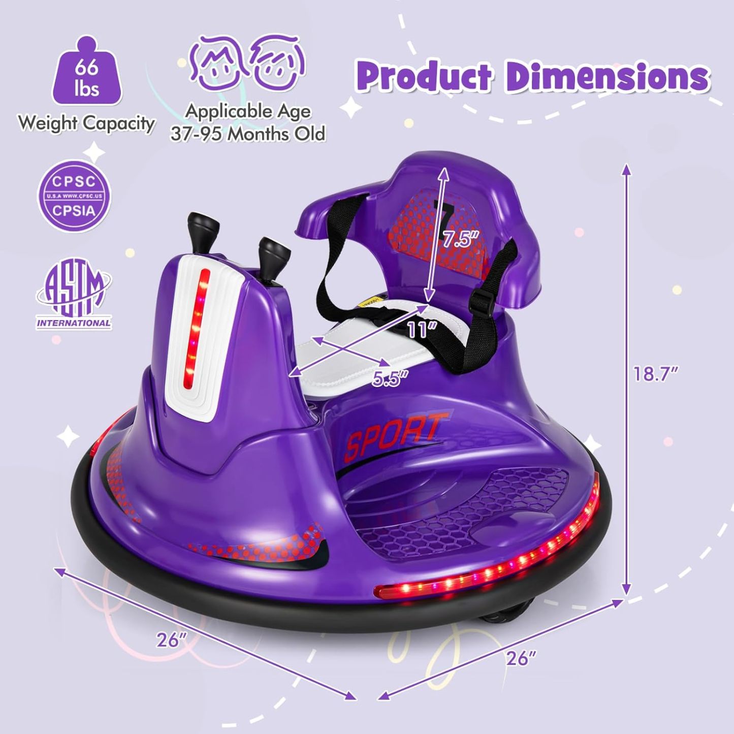 ⏰ LAST DAY 80% OFF 💥  12V Kids Ride On Bumper Car, Electric Bumper Car w/Dual Joysticks, Remote Control, 360° Spin, Slow Start Function, LED Lights & Fun Music, Adjustable Safety Belt, Soft Bumper (Pink)