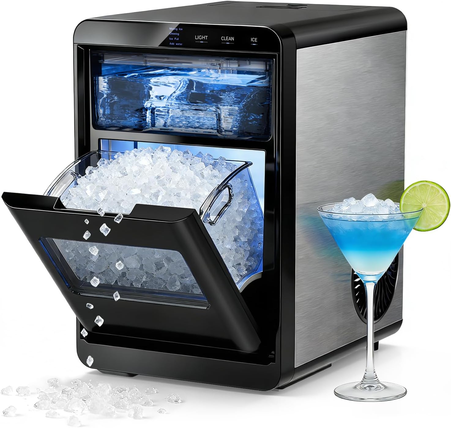 Countertop Ice Maker Machine, 8 Ice Cubes in 6 mins, 26lb/Day Ice with 2 Sizes- Portable Mini, Energy Saving & Basket/Scoop for Home/Party/Travel/Camping/Bar,Black