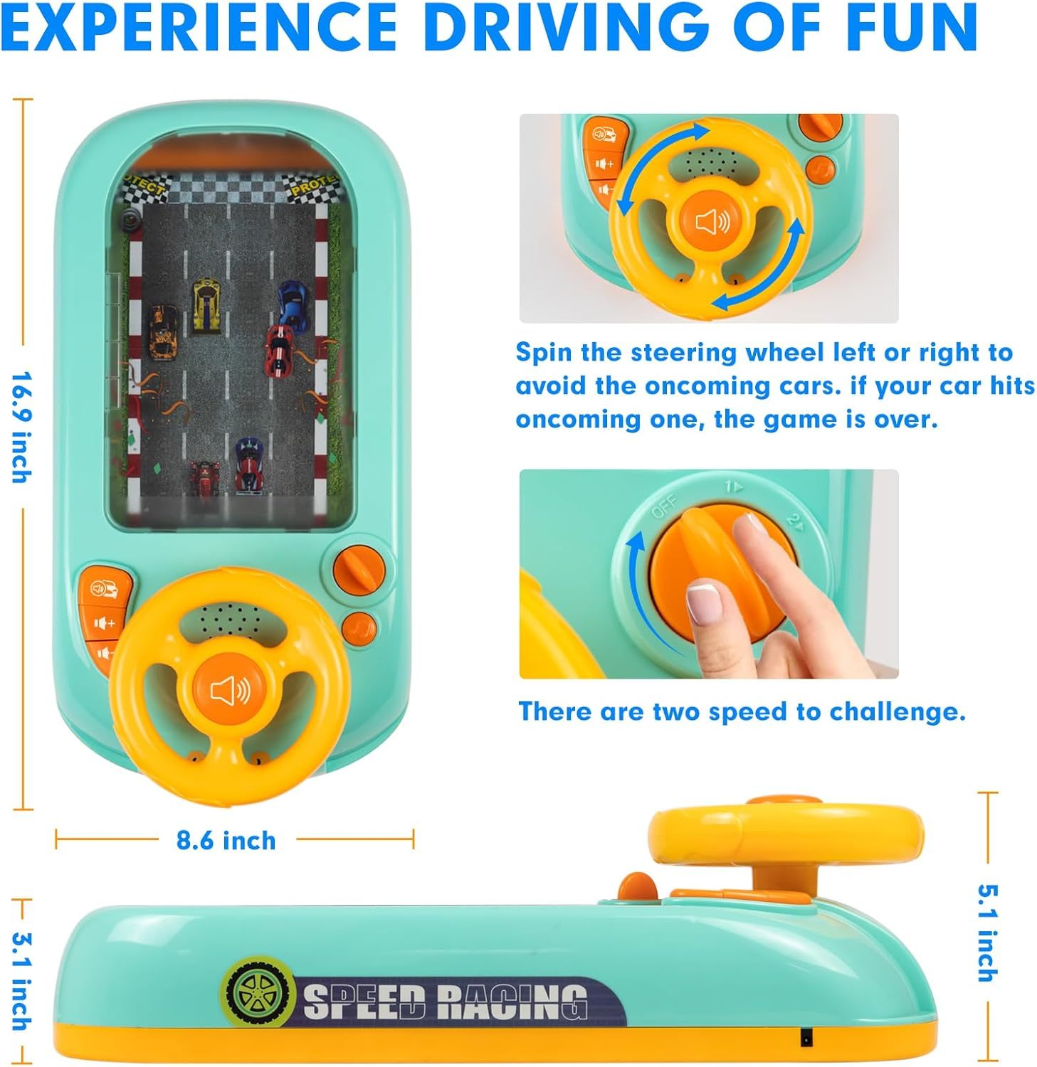 Musical Steering Wheel Toys for Boys 4-6: Toddler Simulated Driving Racing Car Game with Sound Ages 3+ Year Old, Interactive Educational Learning Race Truck for Kids Girls Birthday Gifts