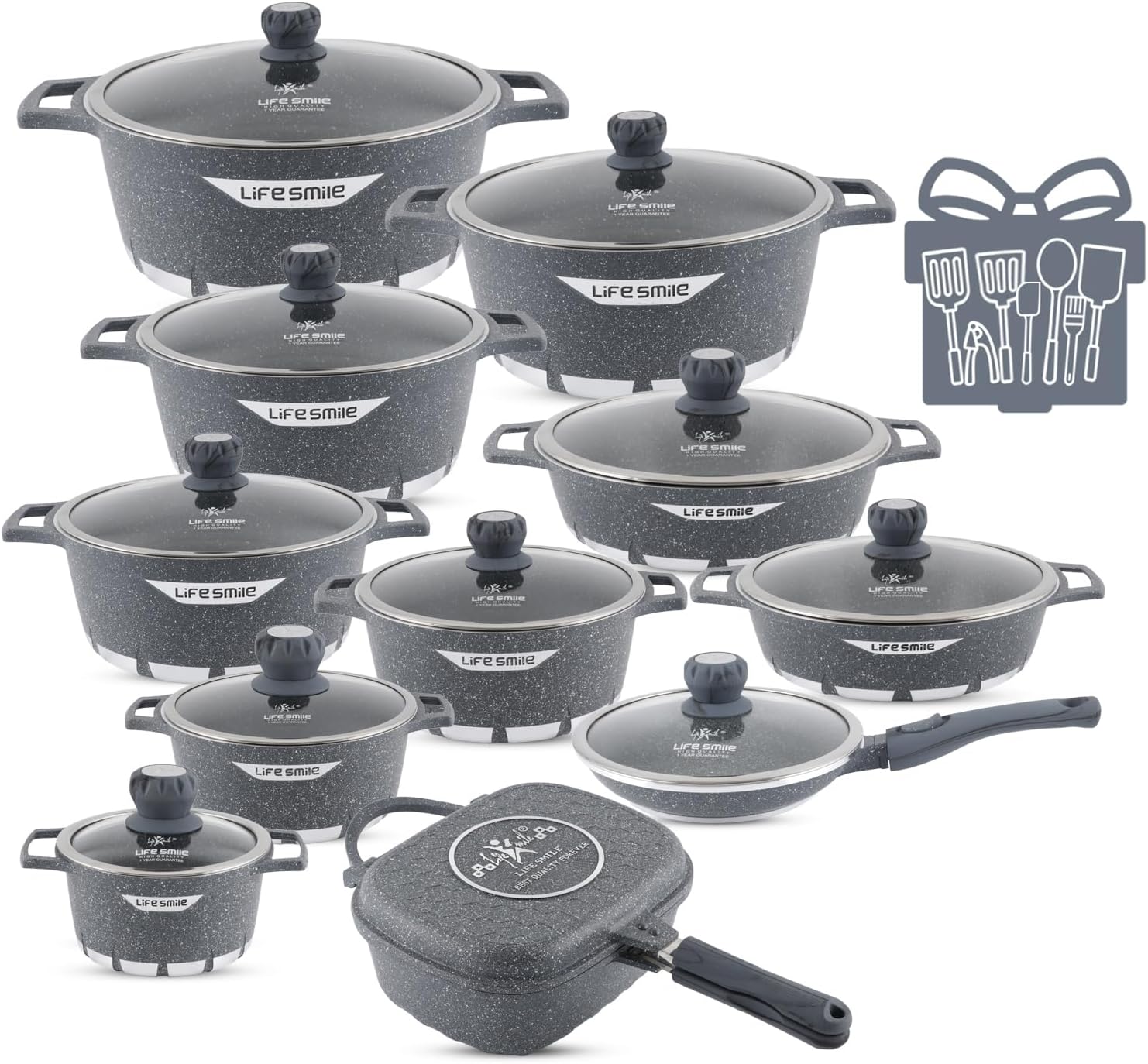 🎉Anniversary Sale - Cookware Set Pieces Non Stick Multi Layer Granite Coating