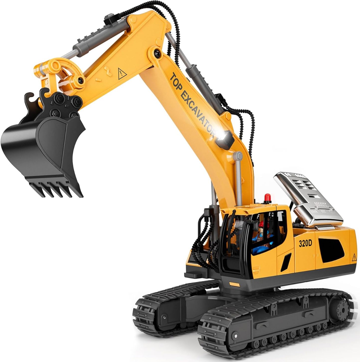 Remote Control Excavator Construction Toys for Boys, 2��1200mAh RC Construction Truck with Metal Shovel & Light, 11CH Excavator Toys for Boys 3-5 4-7 8-12 Year Old Kids Christmas Birthday Gift,120+Mins