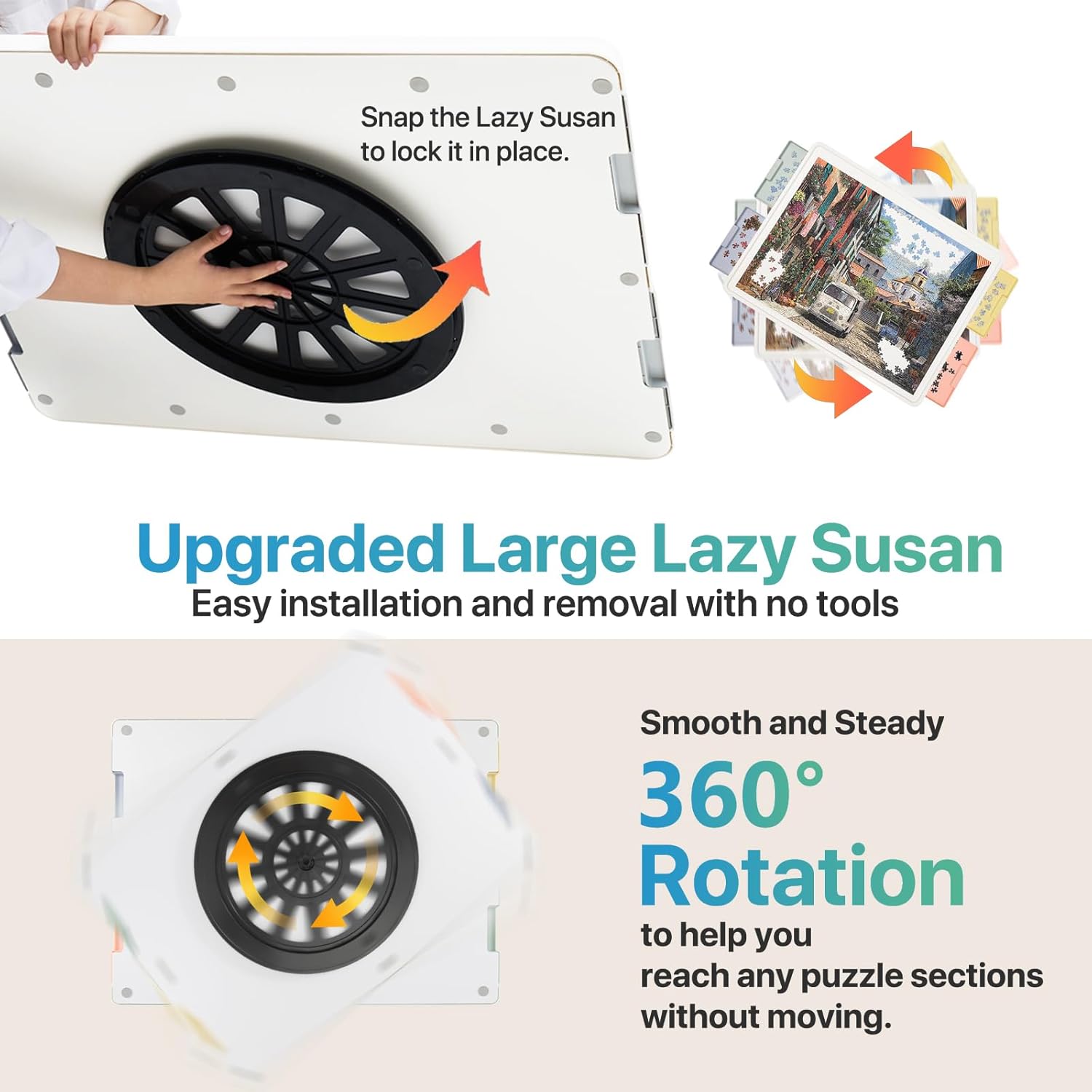 ⏰ LAST DAY 60% OFF 1500 Pieces Rotating Plastic Puzzle Board with Drawers and Cover, 35"x27" Portable Spinning Jigsaw Puzzle Table for Adults, Upgraded Lazy Susan, Ideal Gift for Mum