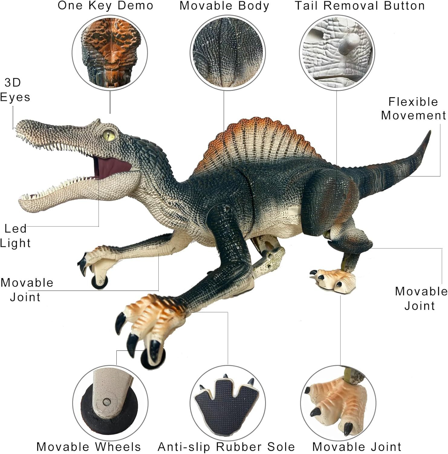 ⏰ LAST DAY 60% OFF 💥 Remote Control Dinosaur Jurassic T Rex Toys for Boys Electronic RC Spray Raptor Walking Roaring Tyrannosaurus Rex Realistic 18.1" Rechargeable Birthday Gift for Kids Girls 3 4 5 6 7