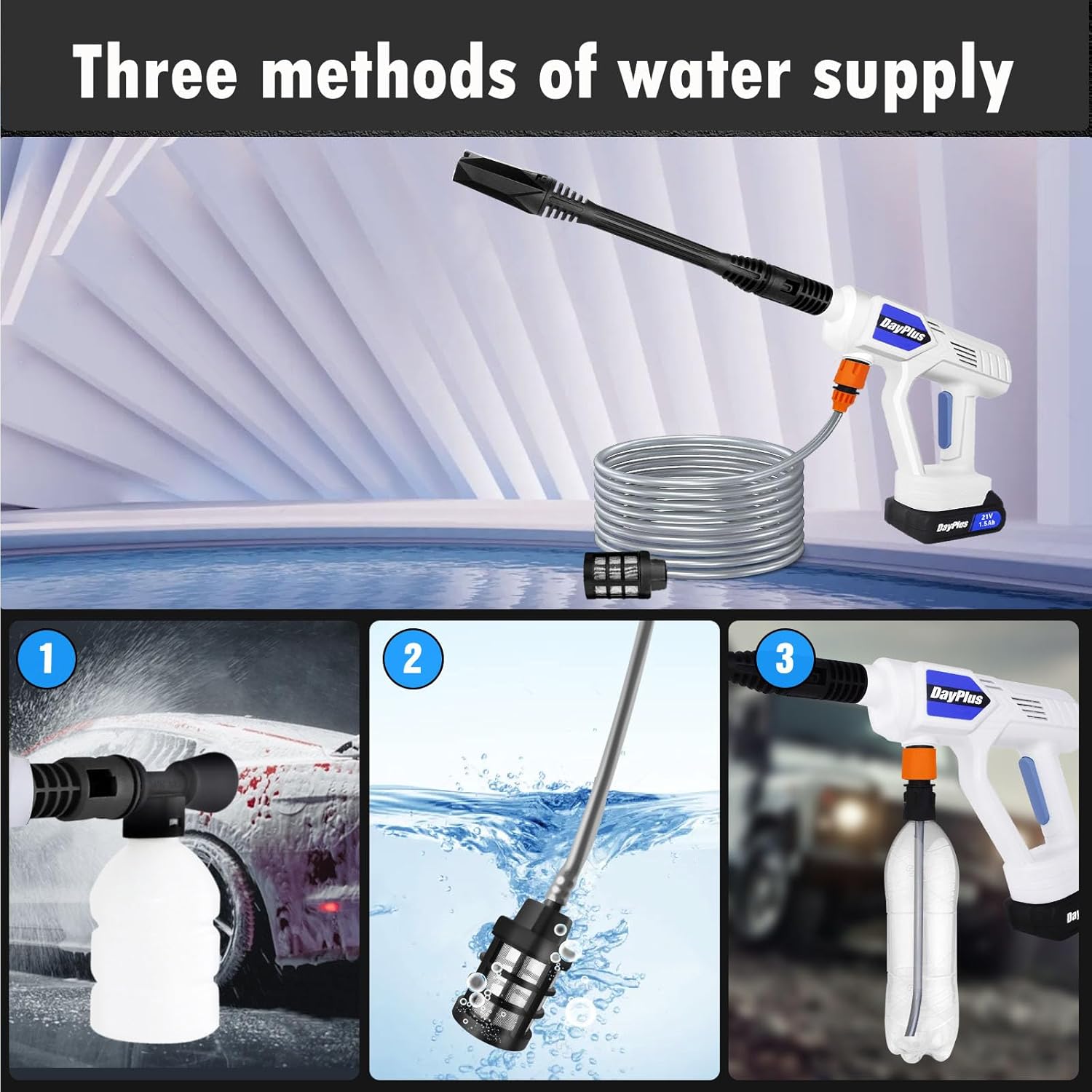 21V Cordless Pressure Washer | 435 PSI Portable Power Washer with 2 Batteries