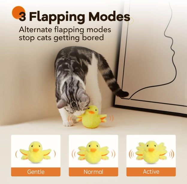 Cat Toys Rechargeable Flapping Bird Sparrow, Lifelike Chirp Tweet, Touch Activated Kitten Toy Interactive Cat Exercise Toys for All Breeds Cat Kicker Catnip Toys 4.0 Inches