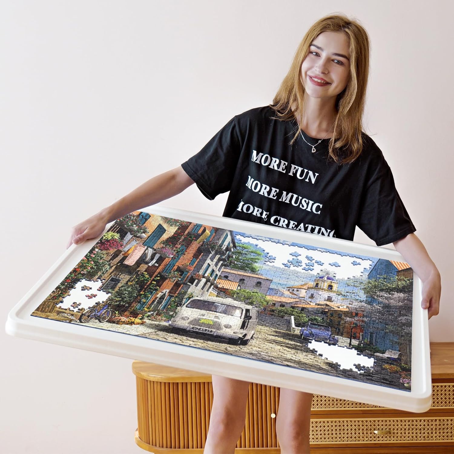 ⏰ LAST DAY 60% OFF 1500 Pieces Rotating Plastic Puzzle Board with Drawers and Cover, 35"x27" Portable Spinning Jigsaw Puzzle Table for Adults, Upgraded Lazy Susan, Ideal Gift for Mum