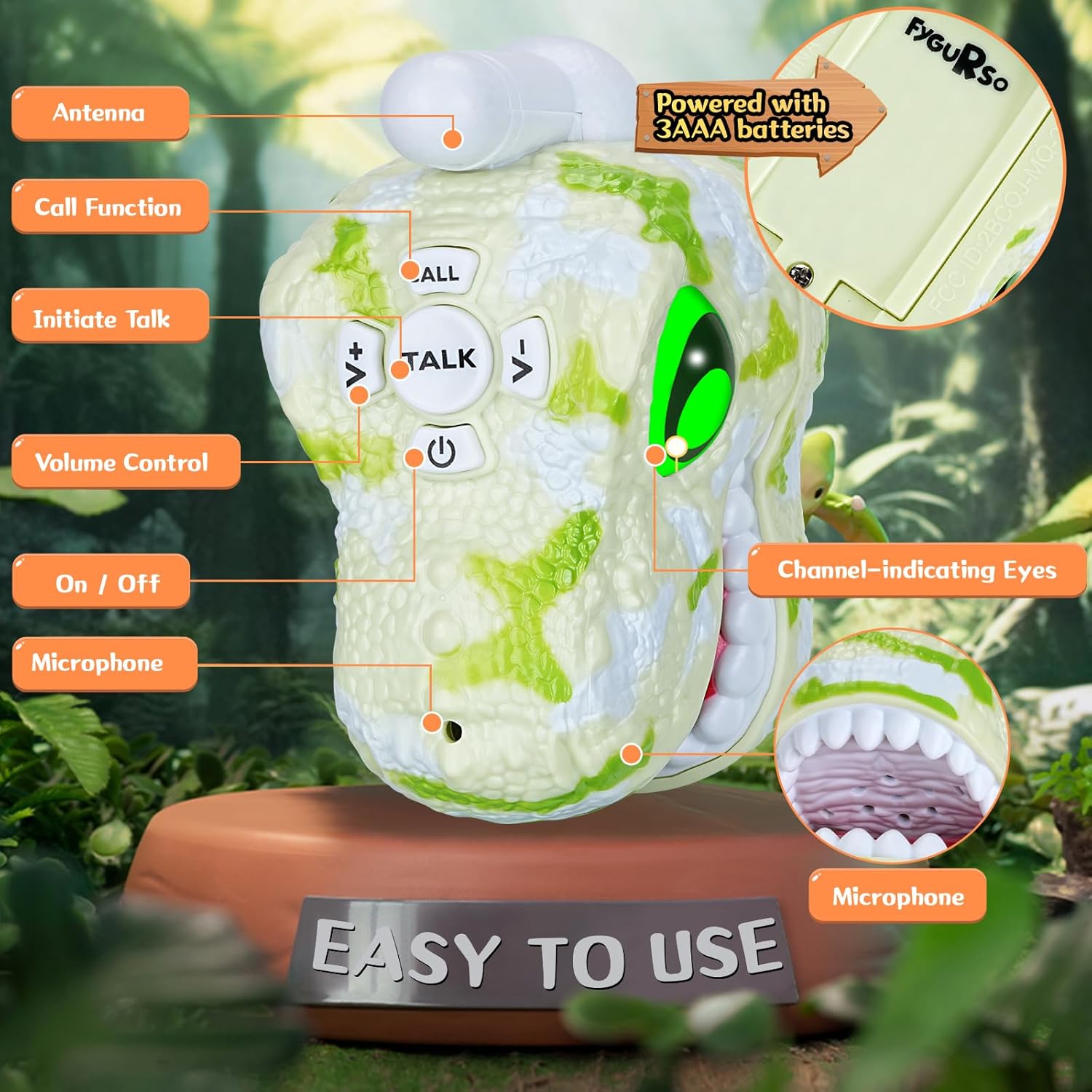 ⏰ LAST DAY 60% OFF 💥 Walkie Talkies for Kids 2 Packs, Kids Toys for Boys Girls Aged 3 to 8 Years Old for Outdoor Adventure, Camping, Halloween, Christmas, Birthday Gifts (Blue, Dinosaur)