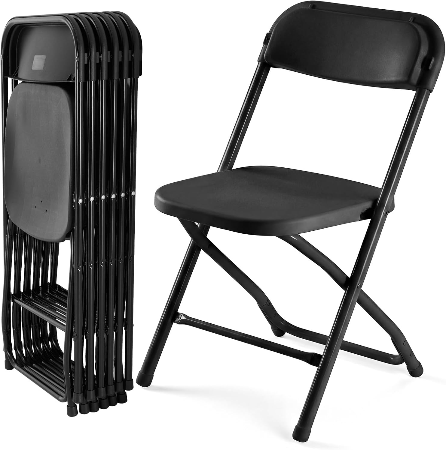 DUMOS Folding Chairs Sets of 8, 330lbs Plastic Stackable Portable Patio Dining Sets, Fold Up for Indoor Outdoor, Camping, Garden, Party, Meeting (White)