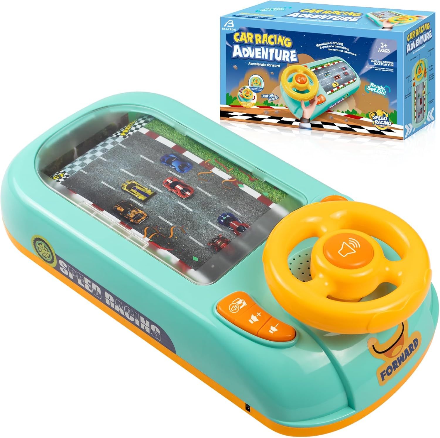 Musical Steering Wheel Toys for Boys 4-6: Toddler Simulated Driving Racing Car Game with Sound Ages 3+ Year Old, Interactive Educational Learning Race Truck for Kids Girls Birthday Gifts