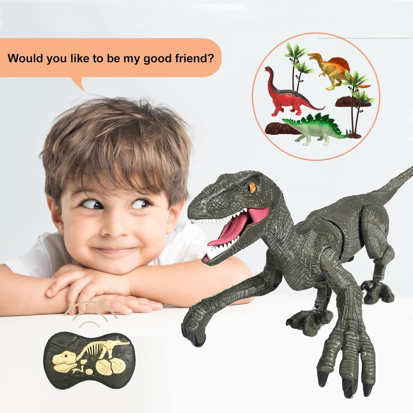 ⏰ LAST DAY 60% OFF 💥 Remote Control Dinosaur Jurassic T Rex Toys for Boys Electronic RC Spray Raptor Walking Roaring Tyrannosaurus Rex Realistic 18.1" Rechargeable Birthday Gift for Kids Girls 3 4 5 6 7