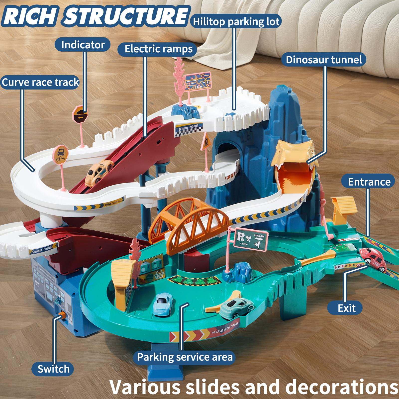 ⏰ LAST DAY 60% OFF 💥 Dinosaur Race Track Playset Toys for Kids Car Ramp Track Set Toys Adventure Car Garage Parking Toy