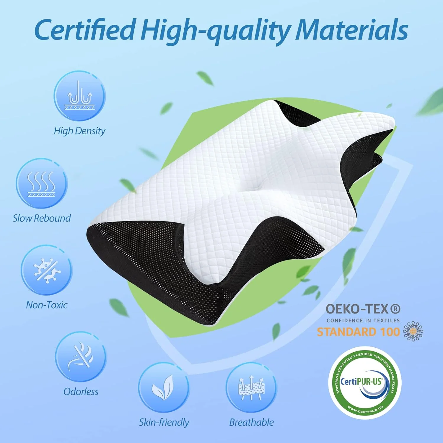 【Stock Clearance】🎉 Memory Foam Cervical Pillow, 2 in 1 Ergonomic Contour Orthopedic Pillow for Neck Pain, Contoured Support Pillows for Side Back Stomach Sleepers