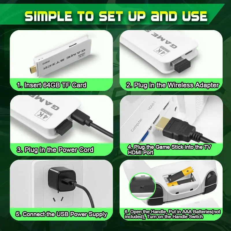 Mass Games Retro Game Console with 40000+ Built-in Games 19 Emulators 2 Wireless Controllers 4K Output & 64GB SD Card Perfect for Kids & Adults - Portable Gaming System,TikTokShopBlackFriday