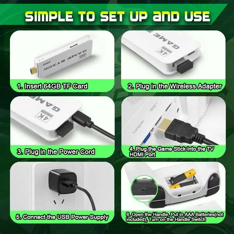 Mass Games Retro Game Console with 40000+ Built-in Games 19 Emulators 2 Wireless Controllers 4K Output & 64GB SD Card Perfect for Kids & Adults - Portable Gaming System,TikTokShopBlackFriday